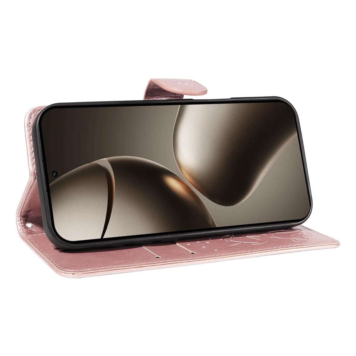 For Xiaomi 15T Pro 5G Cat and Bee Embossed Flip Leather Phone Case(Rose Gold)