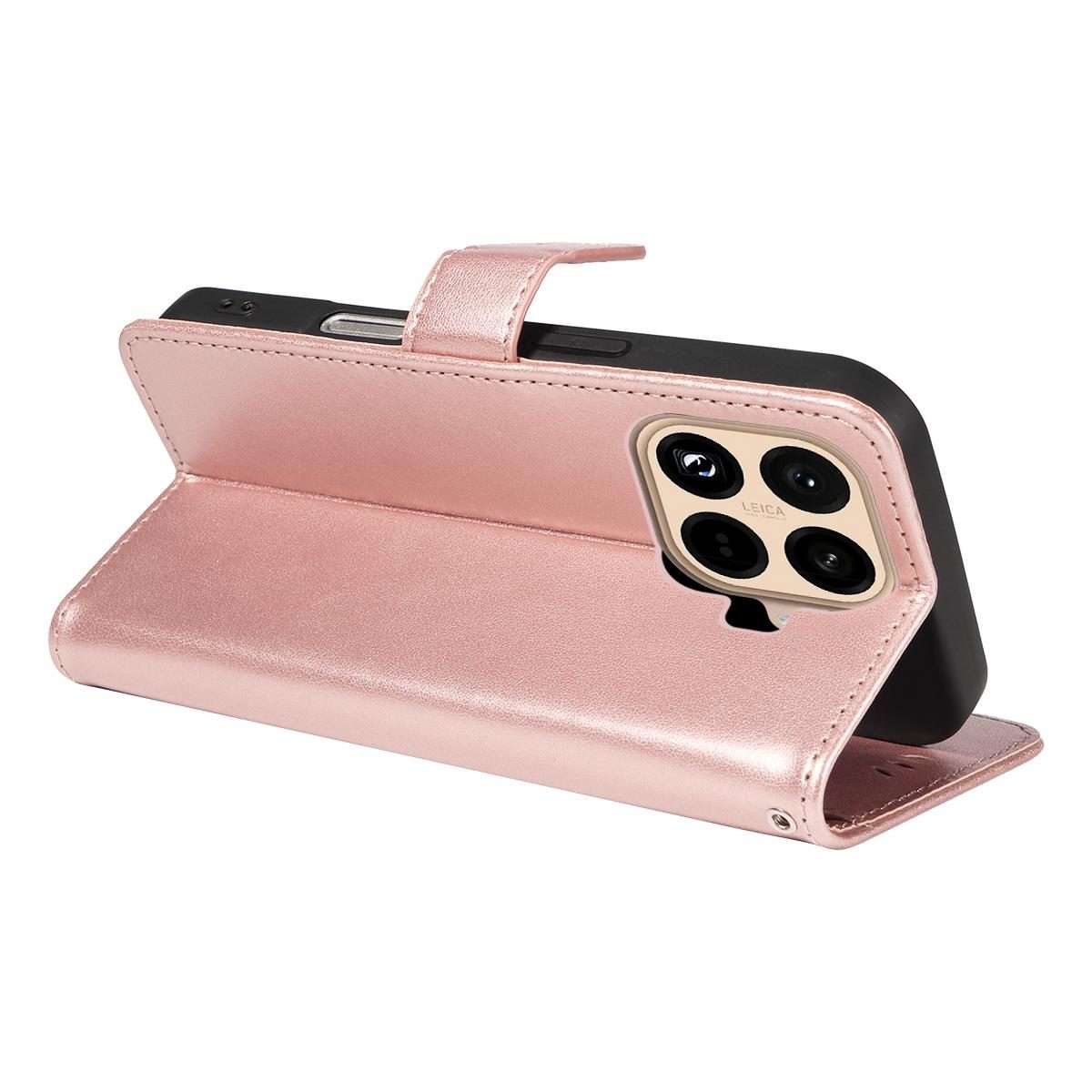 For Xiaomi 15T Pro 5G Cat and Bee Embossed Flip Leather Phone Case(Rose Gold)