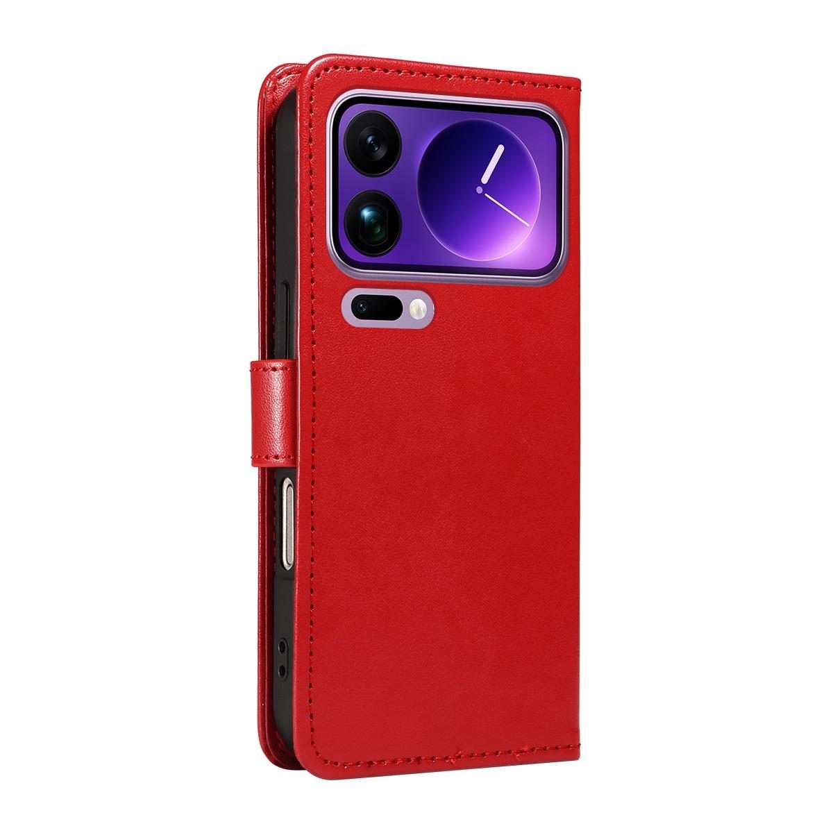 For Xiaomi 17 Pro Max Cat and Bee Embossed Flip Leather Phone Case(Red)