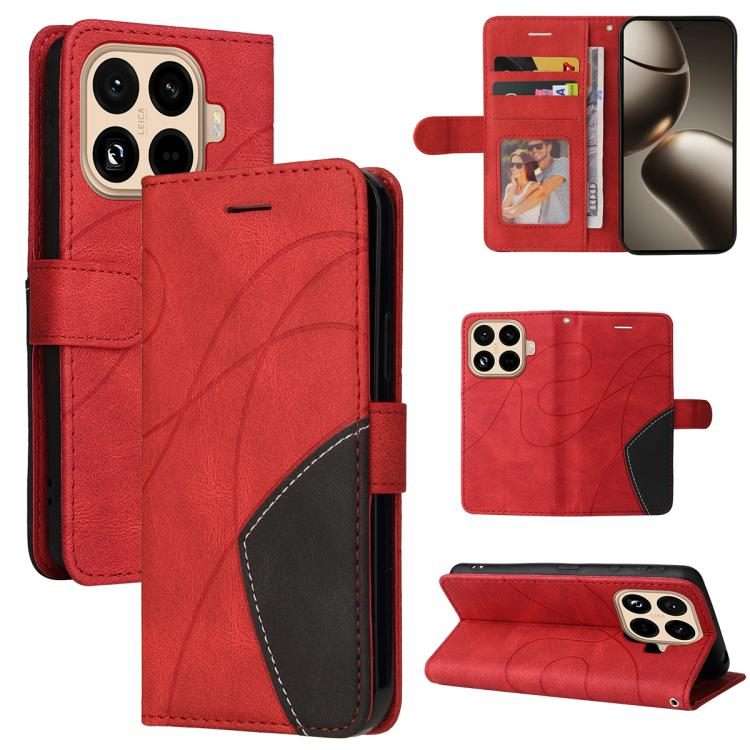 For Xiaomi 15T Pro 5G Dual-color Splicing Flip Leather Phone Case(Red)