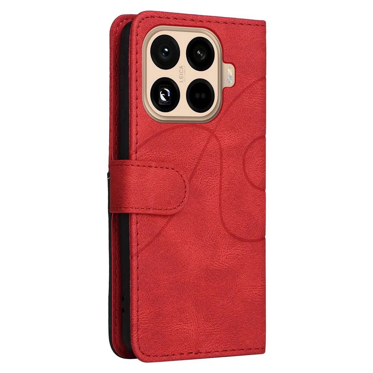 For Xiaomi 15T Pro 5G Dual-color Splicing Flip Leather Phone Case(Red)