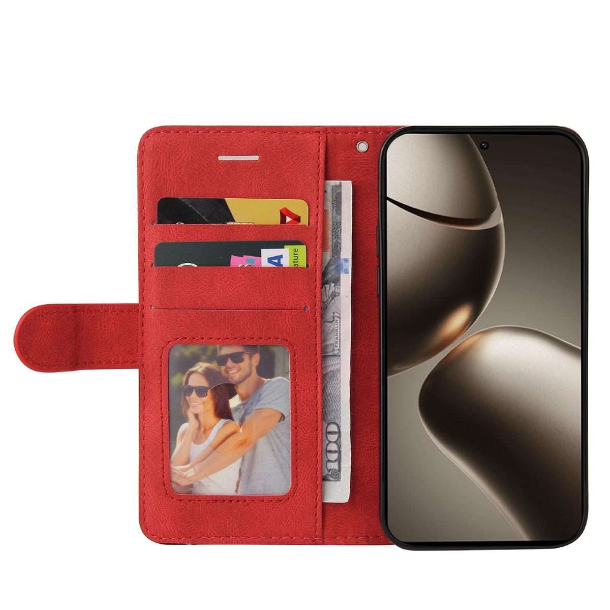 For Xiaomi 15T Pro 5G Dual-color Splicing Flip Leather Phone Case(Red)
