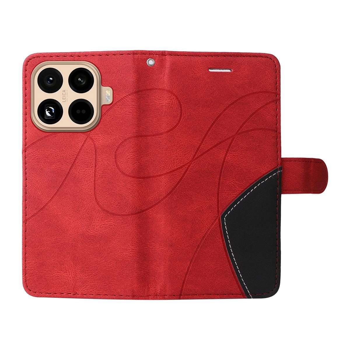 For Xiaomi 15T Pro 5G Dual-color Splicing Flip Leather Phone Case(Red)