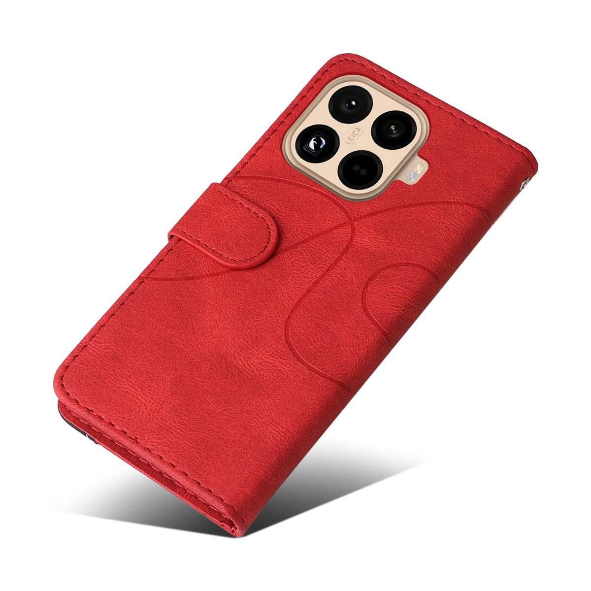For Xiaomi 15T Pro 5G Dual-color Splicing Flip Leather Phone Case(Red)