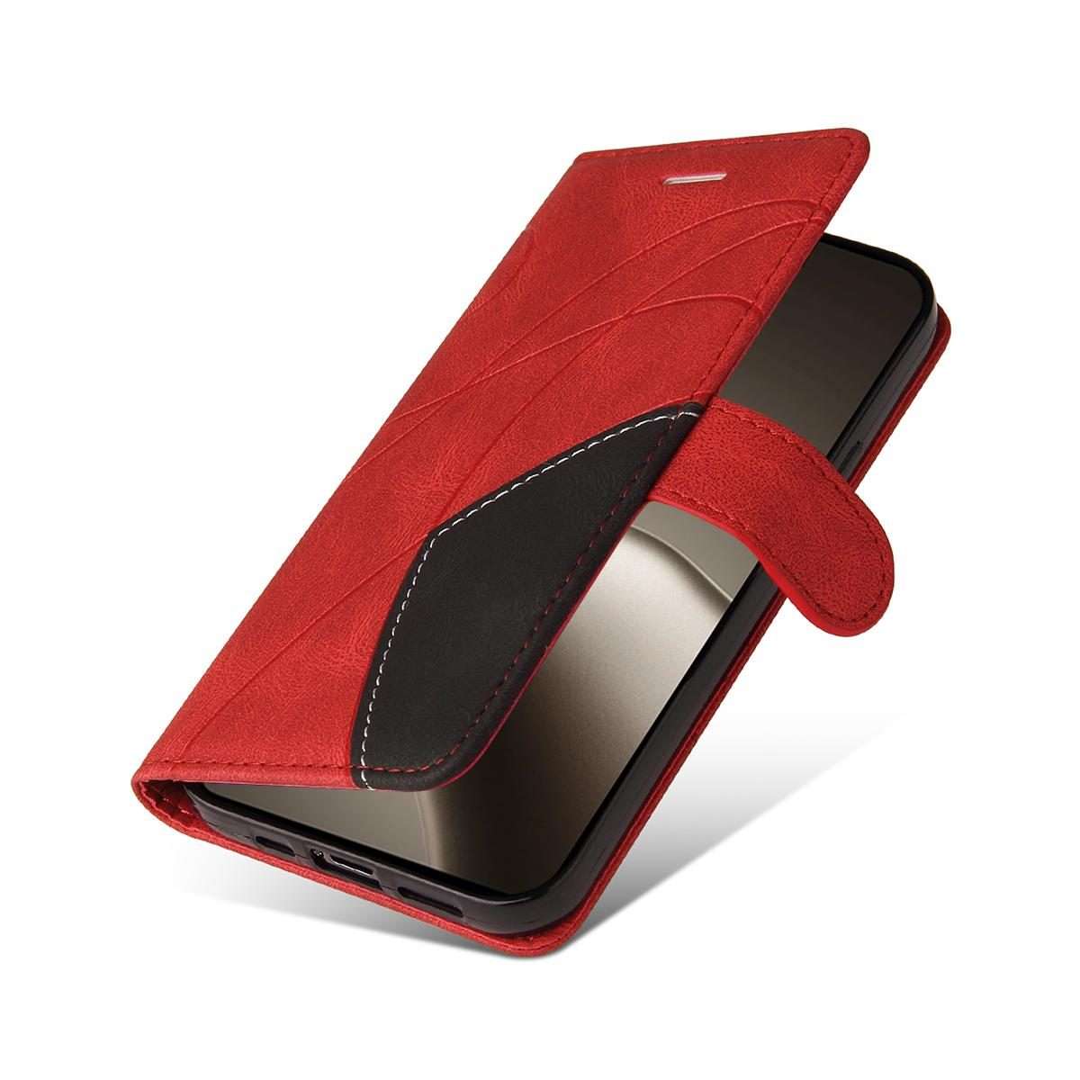 For Xiaomi 15T Pro 5G Dual-color Splicing Flip Leather Phone Case(Red)