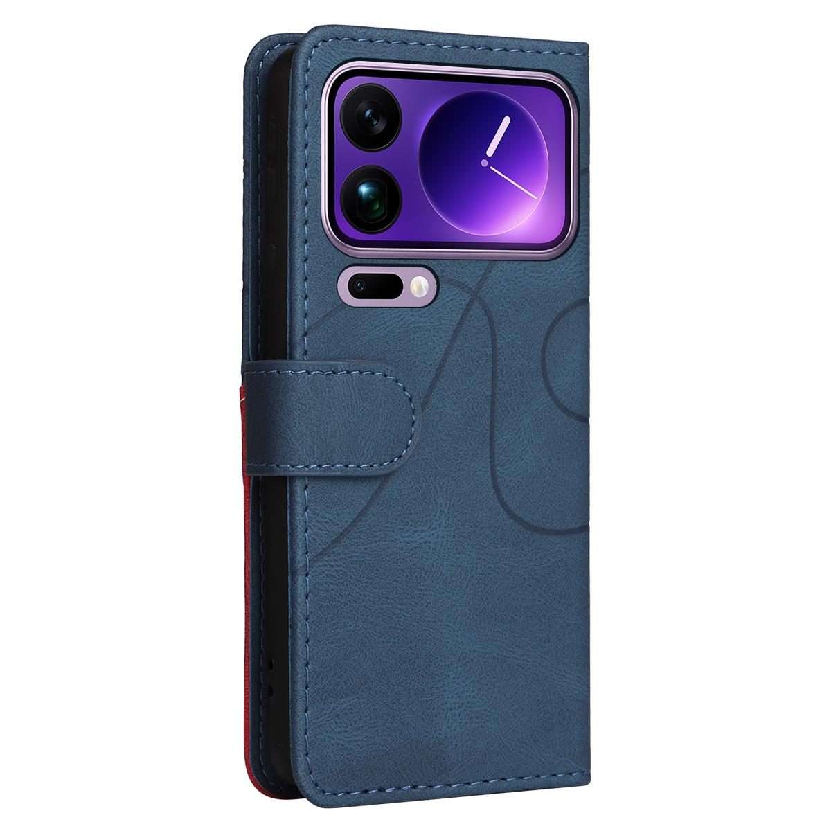 For Xiaomi 17 Pro Max Dual-color Splicing Flip Leather Phone Case(Blue)