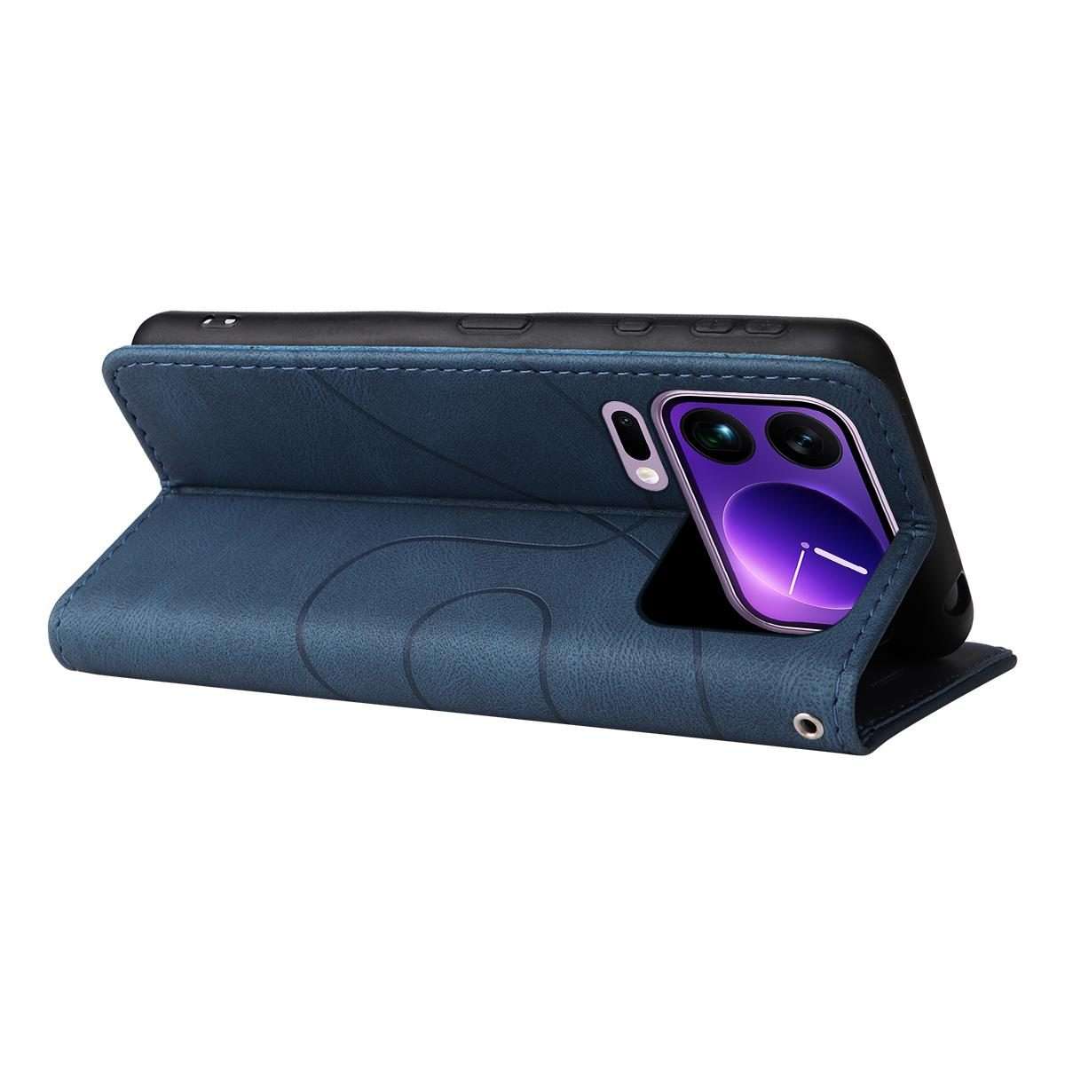 For Xiaomi 17 Pro Max Dual-color Splicing Flip Leather Phone Case(Blue)