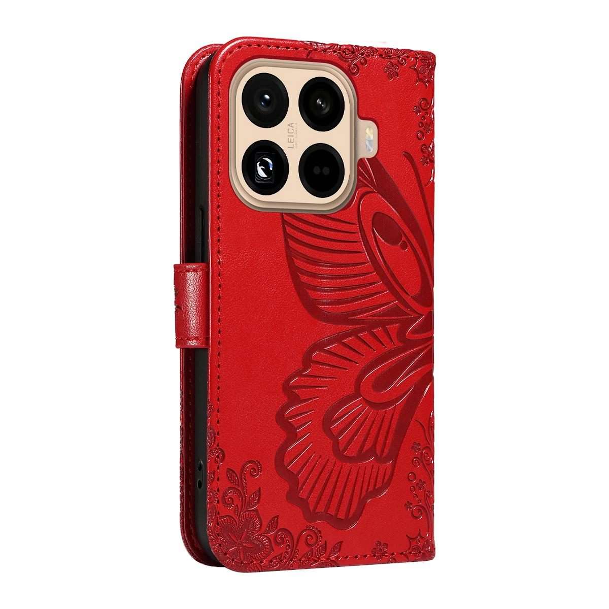 For Xiaomi 15T Pro 5G Swallowtail Butterfly Embossed Leather Phone Case(Red)