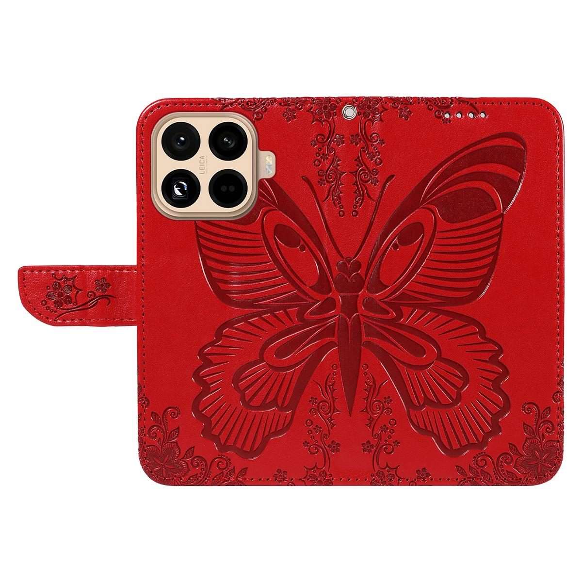 For Xiaomi 15T Pro 5G Swallowtail Butterfly Embossed Leather Phone Case(Red)