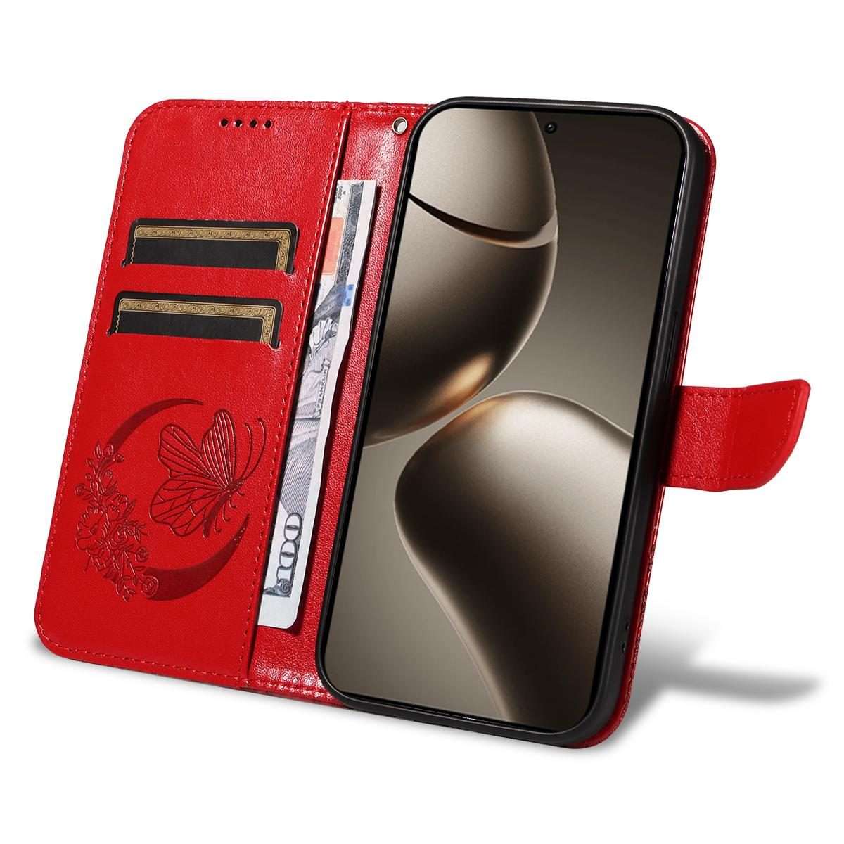 For Xiaomi 15T Pro 5G Swallowtail Butterfly Embossed Leather Phone Case(Red)