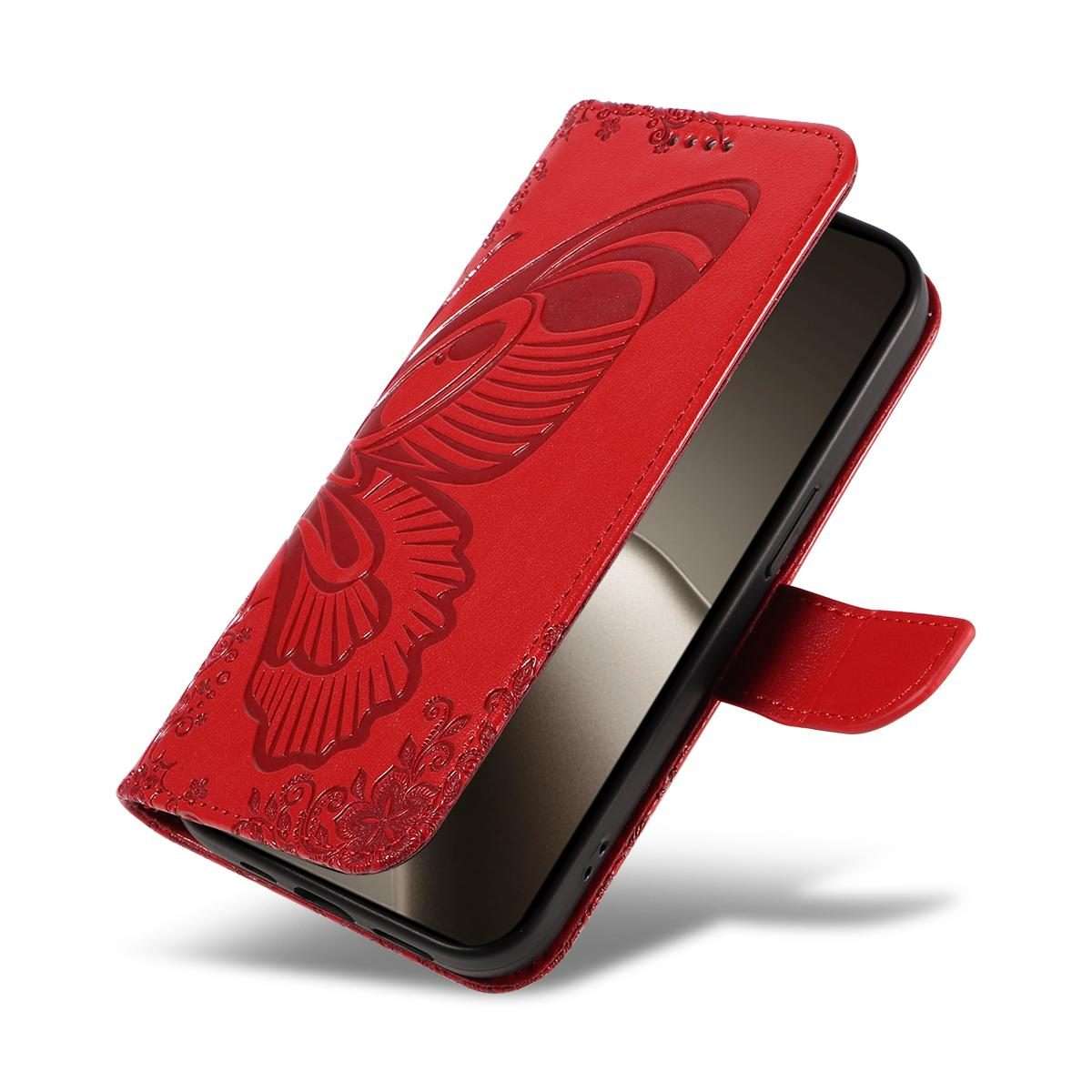 For Xiaomi 15T Pro 5G Swallowtail Butterfly Embossed Leather Phone Case(Red)