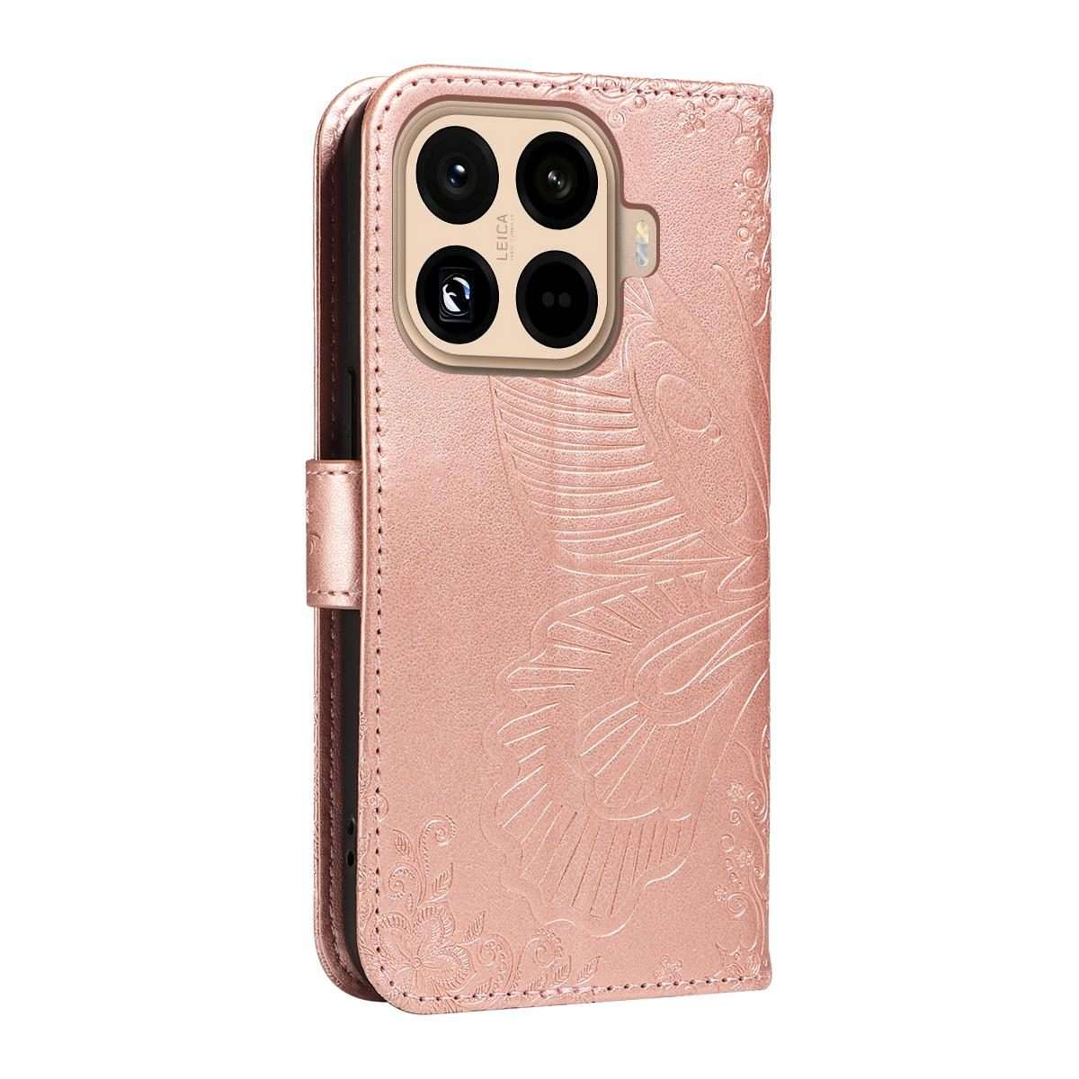 For Xiaomi 15T Pro 5G Swallowtail Butterfly Embossed Leather Phone Case(Rose Gold)