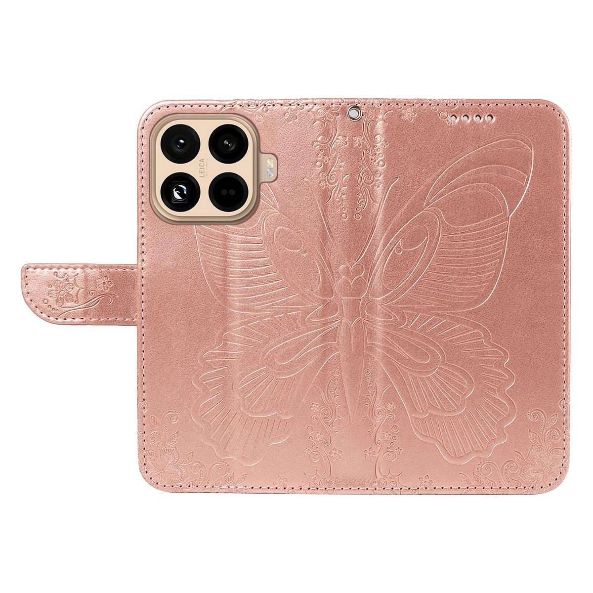 For Xiaomi 15T Pro 5G Swallowtail Butterfly Embossed Leather Phone Case(Rose Gold)