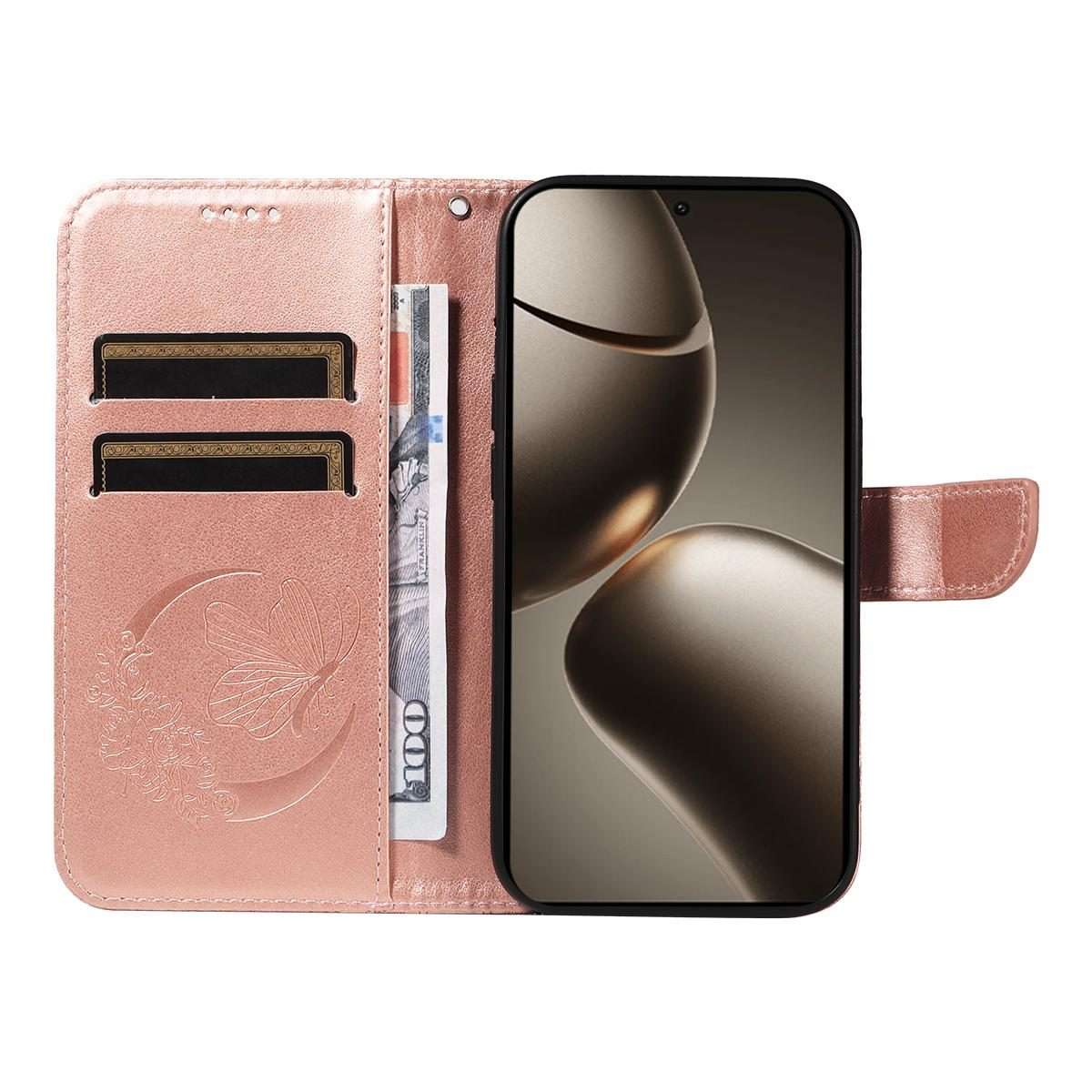 For Xiaomi 15T Pro 5G Swallowtail Butterfly Embossed Leather Phone Case(Rose Gold)