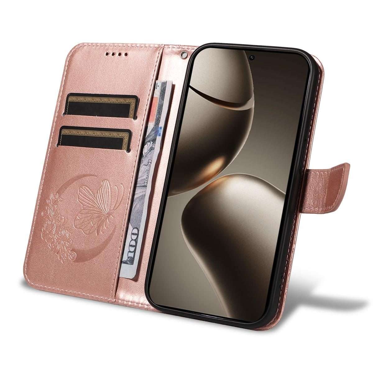 For Xiaomi 15T Pro 5G Swallowtail Butterfly Embossed Leather Phone Case(Rose Gold)