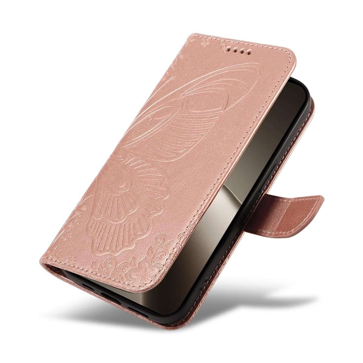 For Xiaomi 15T Pro 5G Swallowtail Butterfly Embossed Leather Phone Case(Rose Gold)