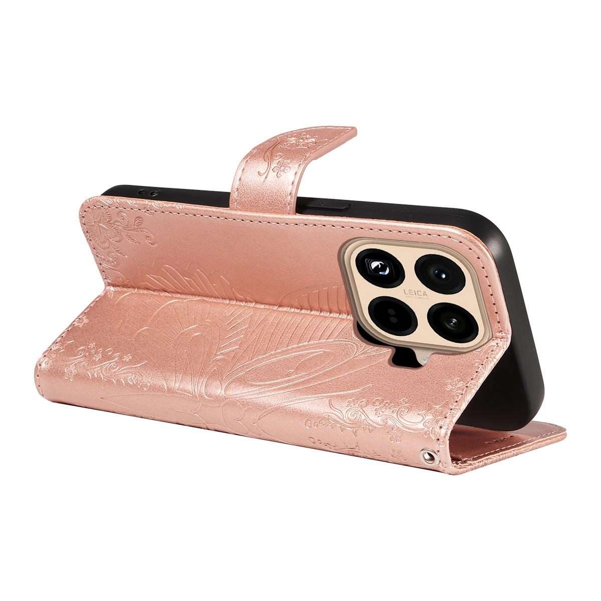 For Xiaomi 15T Pro 5G Swallowtail Butterfly Embossed Leather Phone Case(Rose Gold)