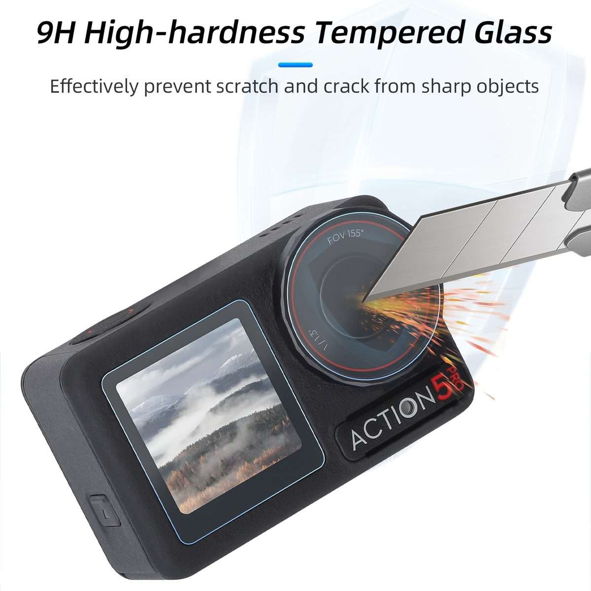 For DJI Osmo Action 5 Pro Sunnylife 3 in 1 Lens Protector Front and Rear Screen Tempered Glass Fil