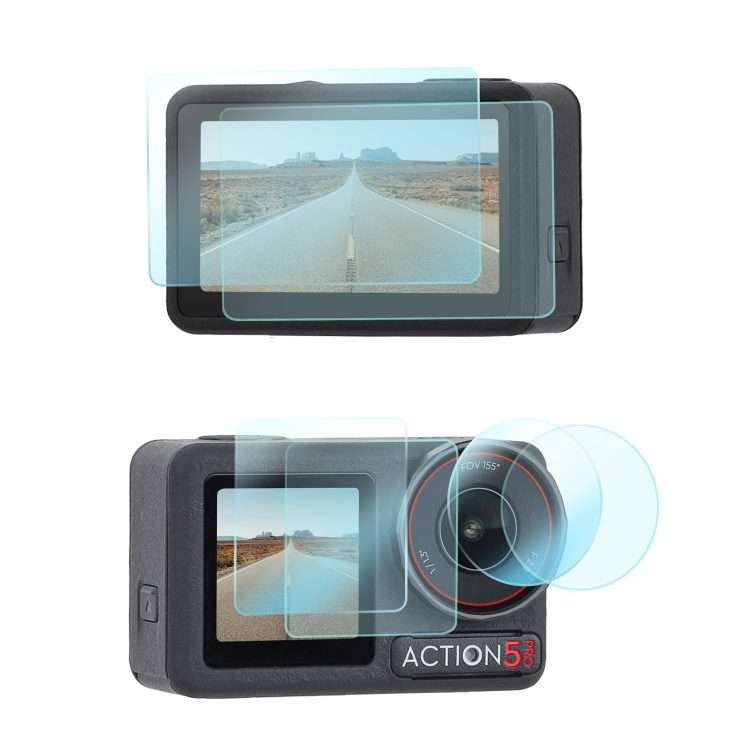 For DJI Osmo Action 5 Pro Sunnylife 3 in 1 Lens Protector Front and Rear Screen ... 2 + 2 + 2 Sets