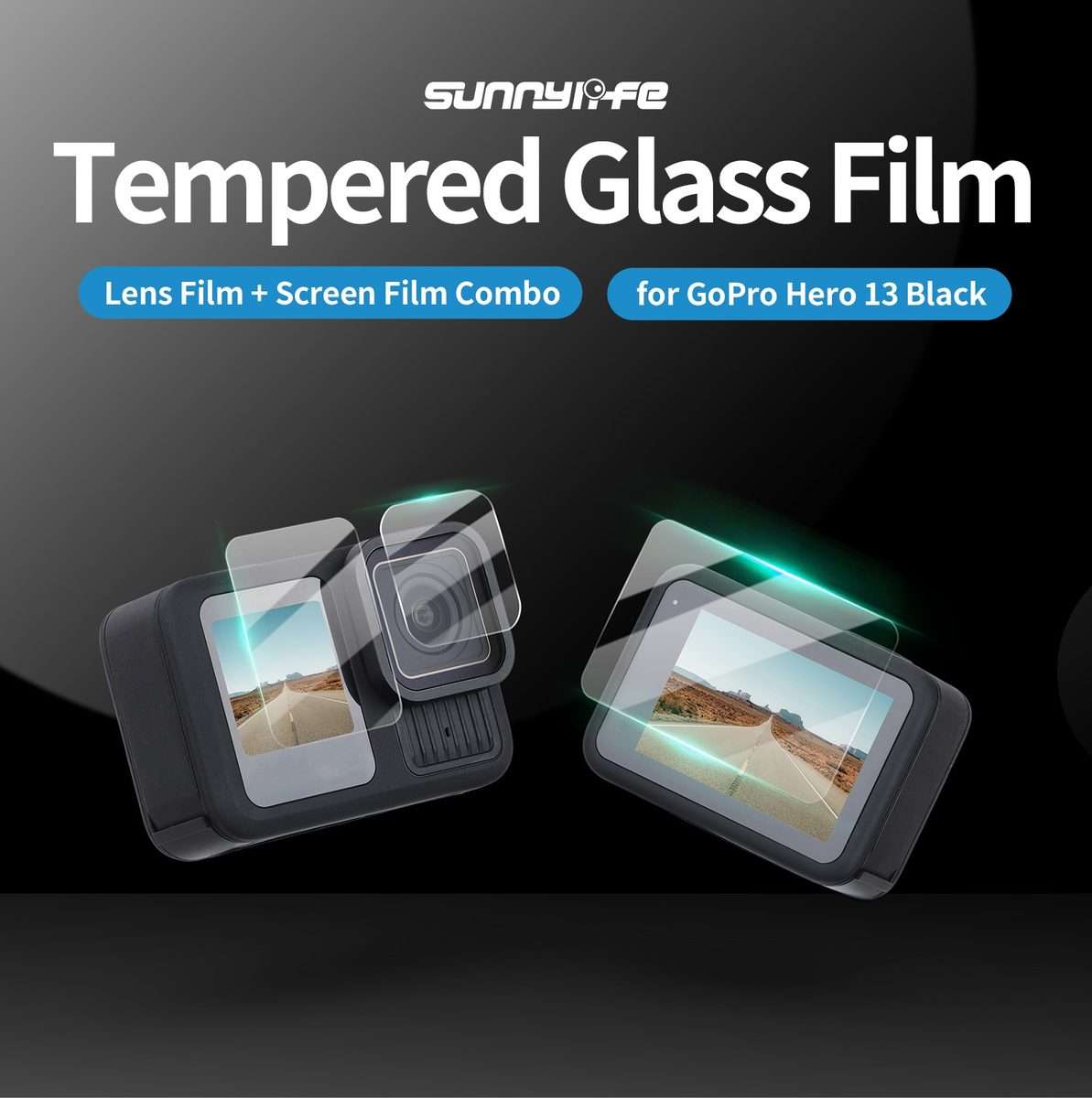 For GoPro HERO13 Black Sunnylife 3 in 1 Lens Protector Front and Rear Screen Te ... 2 + 2 + 2 Sets