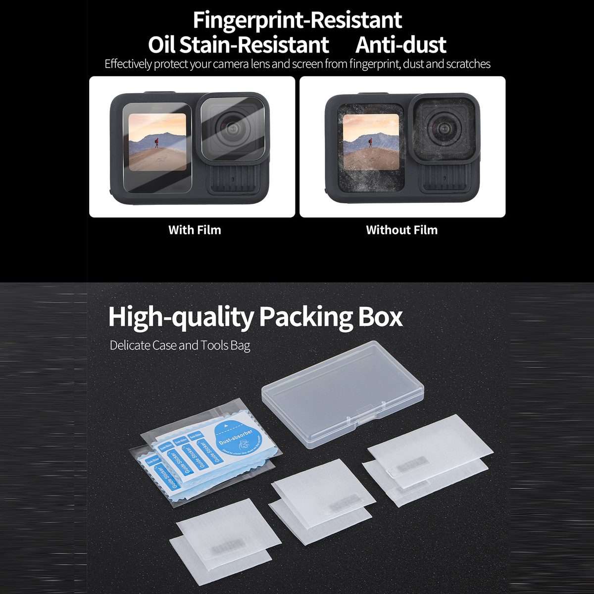 For GoPro HERO13 Black Sunnylife 3 in 1 Lens Protector Front and Rear Screen Te ... 2 + 2 + 2 Sets