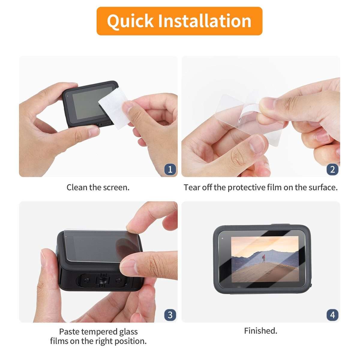 For GoPro HERO13 Black Sunnylife 3 in 1 Lens Protector Front and Rear Screen Te ... 2 + 2 + 2 Sets