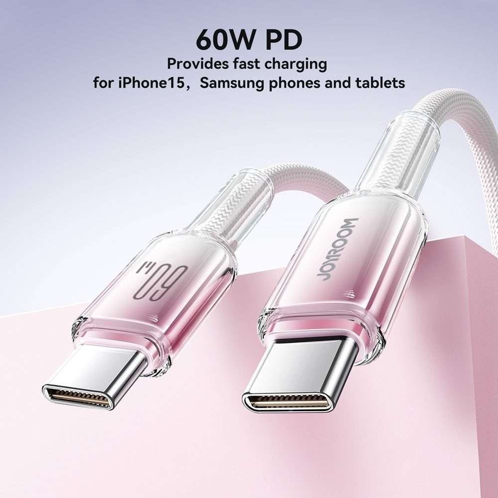 JOYROOM S-A42 Crystal Clear Series Fast Charging Data Cable, Type-C to Type-C Cable, L ... (White)