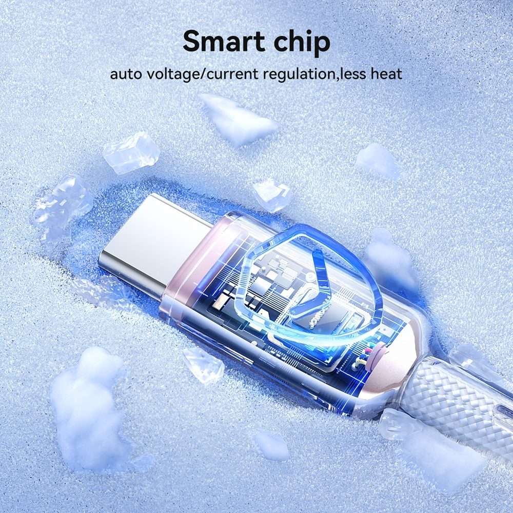 JOYROOM S-A42 Crystal Clear Series Fast Charging Data Cable, Type-C to Type-C Cable, L ... (White)
