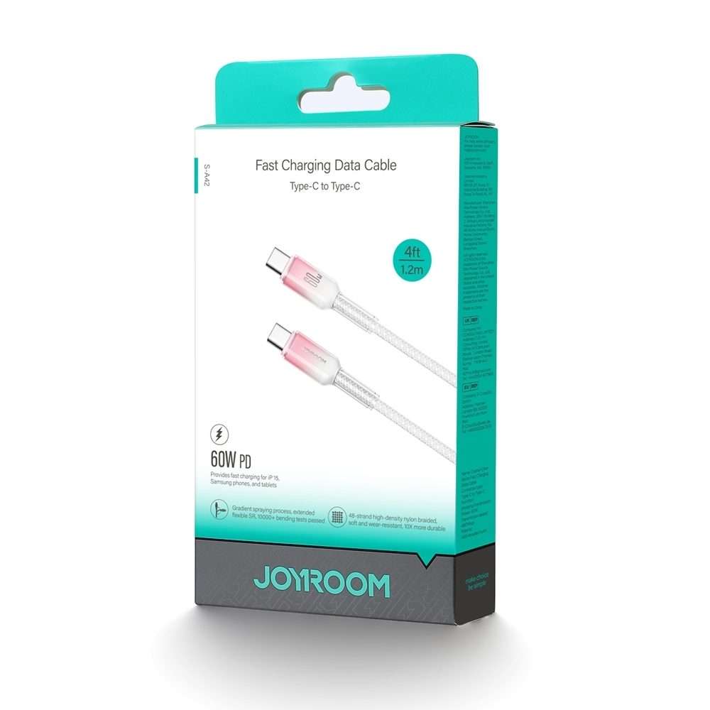JOYROOM S-A42 Crystal Clear Series Fast Charging Data Cable, Type-C to Type-C Cable, L ... (White)