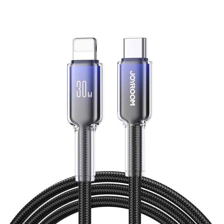 JOYROOM S-A42 Crystal Clear Series Fast Charging Data Cable, Type-C to 8 Pin Cable, Le ... (Black)
