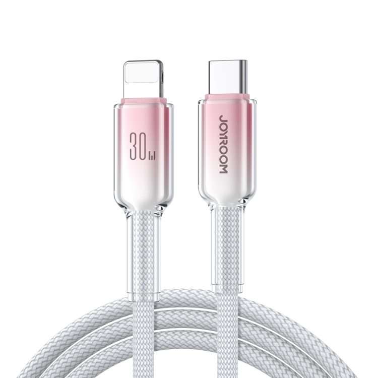 JOYROOM S-A42 Crystal Clear Series Fast Charging Data Cable, Type-C to 8 Pin Cable, Le ... (White)
