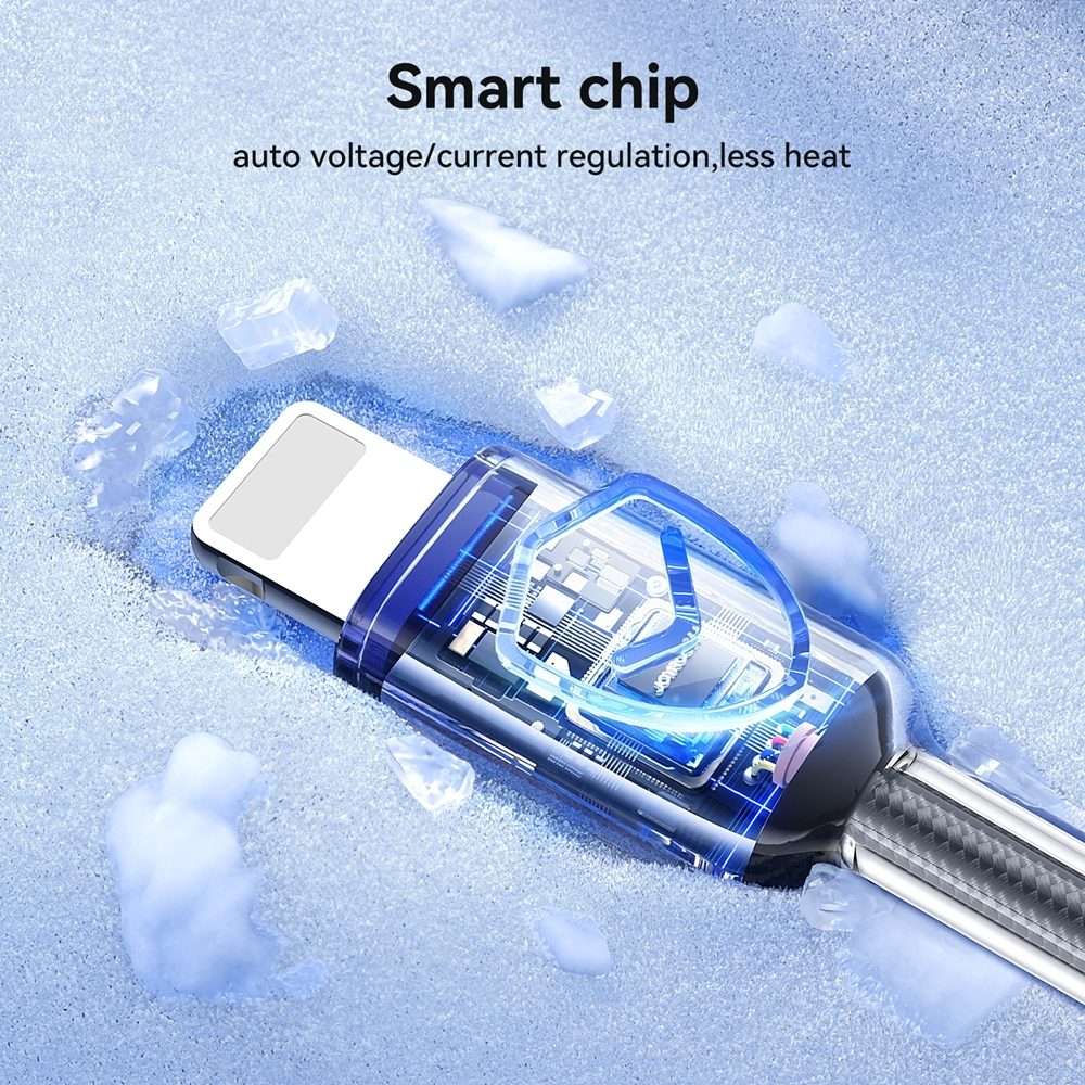 JOYROOM S-A42 Crystal Clear Series Fast Charging Data Cable, USB to 8 Pin Cable, Lengt ... (Black)