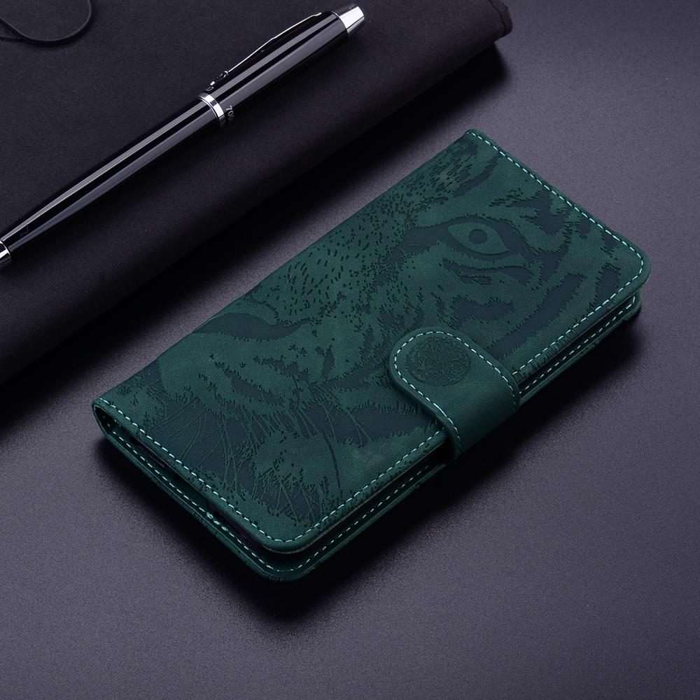 For Redmi K80 / K80 Pro / Xiaomi Poco F7 Pro Tiger Embossing Pattern Leather Phone Case(Green)