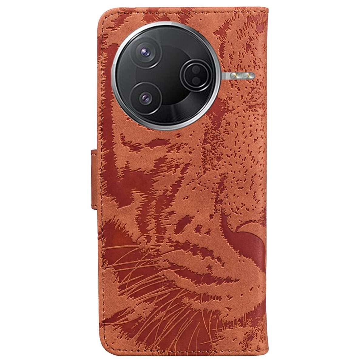 For Redmi K80 / K80 Pro / Xiaomi Poco F7 Pro Tiger Embossing Pattern Leather Phone Case(Brown)