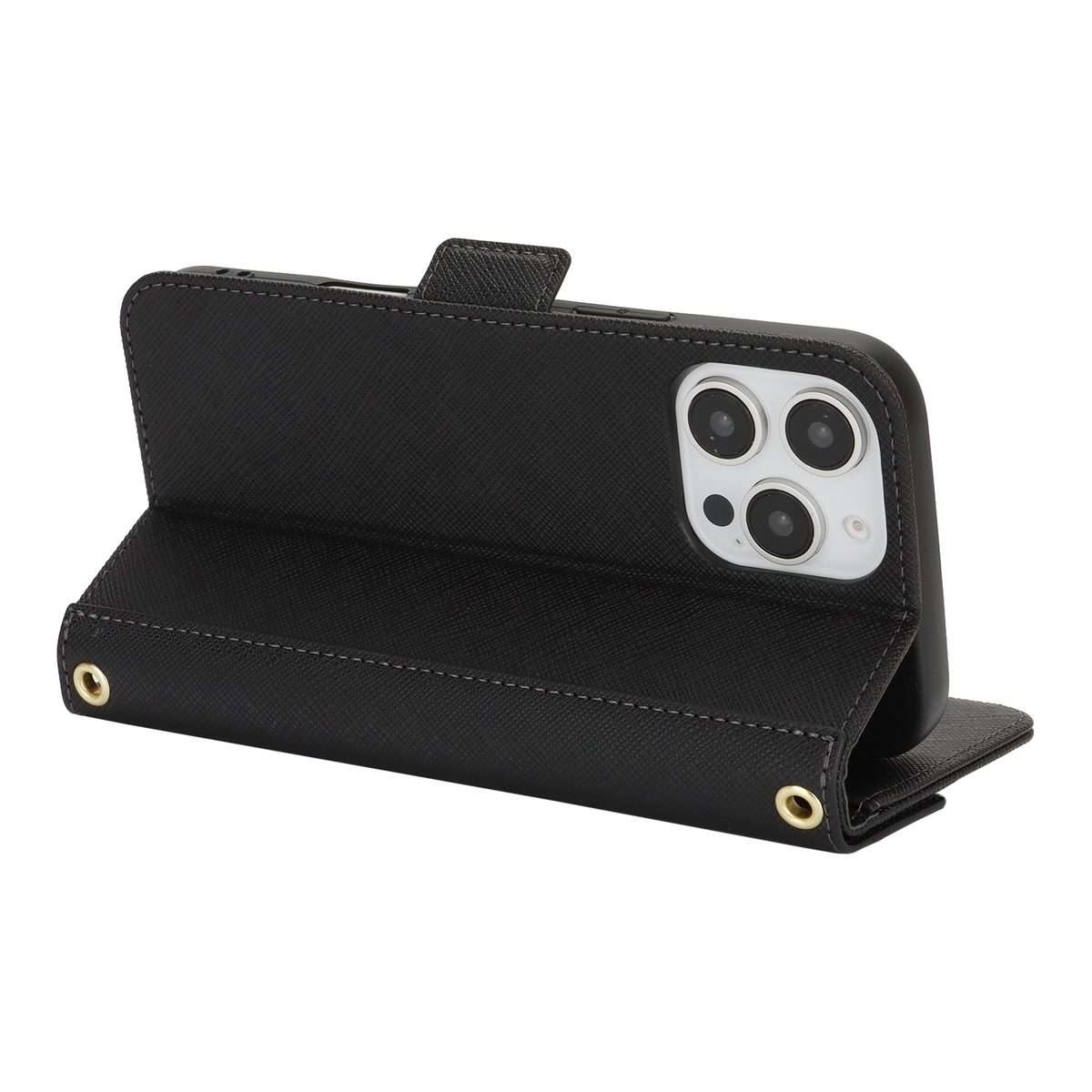 For iPhone 16 Pro Cross Texture Crossbody Lanyard Leather Phone Case(Black)