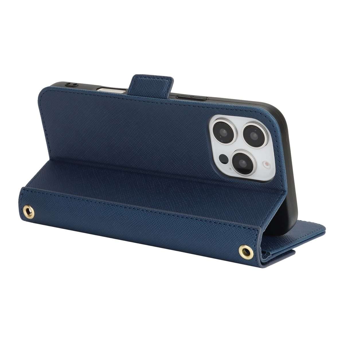 For iPhone 16 Pro Cross Texture Crossbody Lanyard Leather Phone Case(Blue)