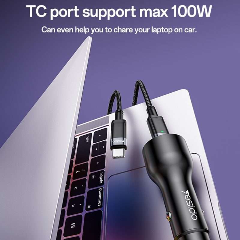 Yesido Y65 PD100W Type-C + QC18W USB Super Fast Car Charger(Black)