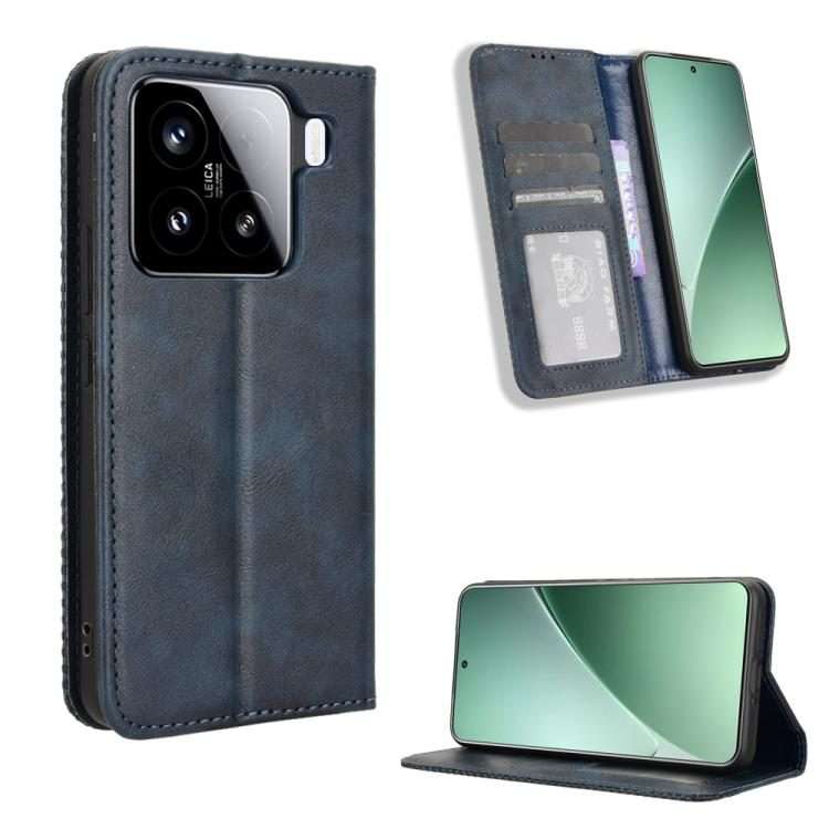 For Xiaomi 15 Pro Magnetic Buckle Retro Texture Leather Phone Case(Blue)