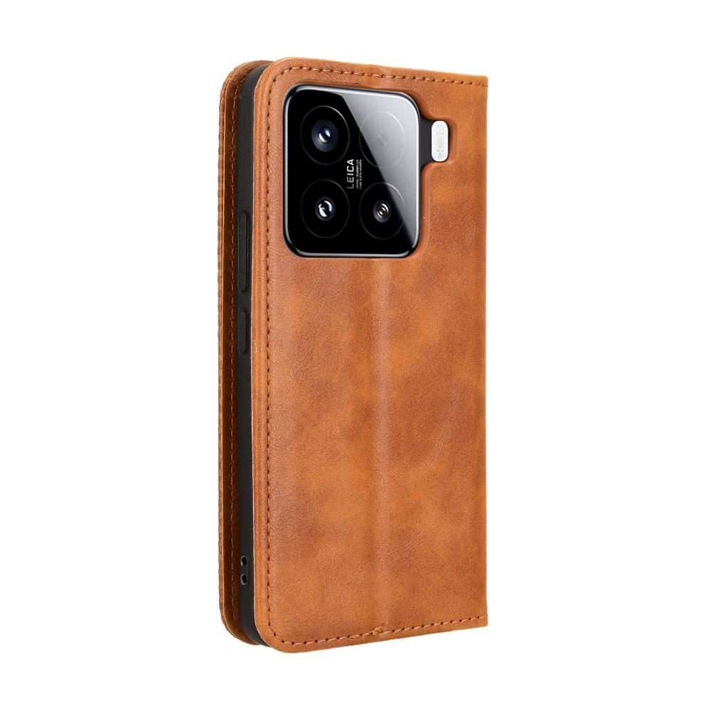 For Xiaomi 15 Pro Magnetic Buckle Retro Texture Leather Phone Case(Brown)
