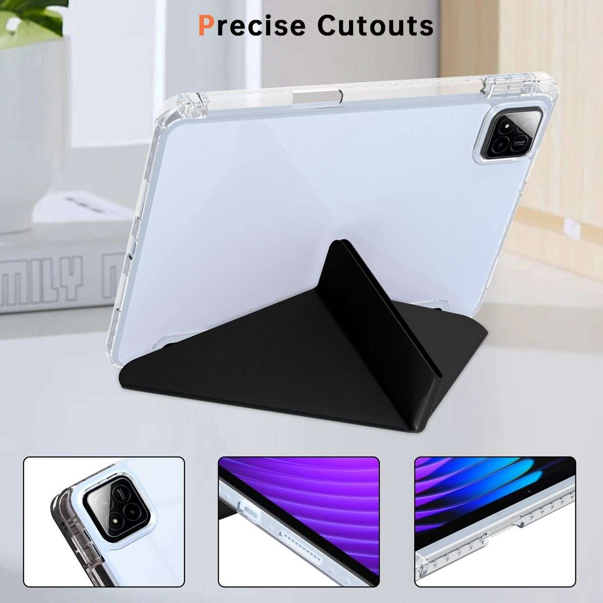 For Xiaomi Pad 7 / 7 Pro Clear Acrylic Deformation Leather Tablet Case(Black)