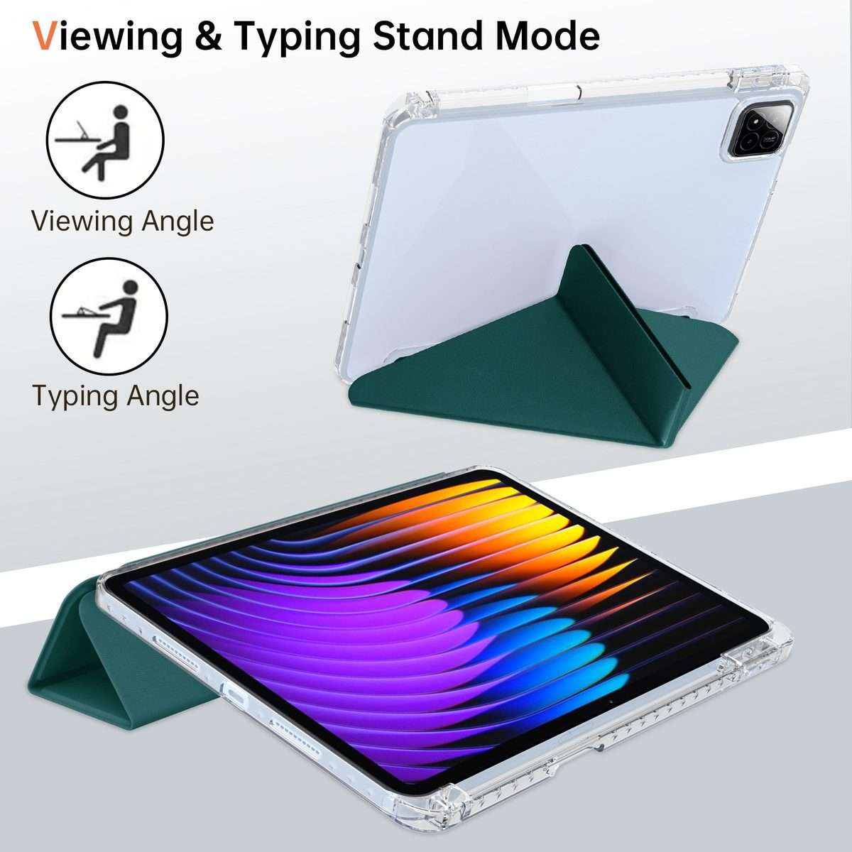 For Xiaomi Pad 7 / 7 Pro Clear Acrylic Deformation Leather Tablet Case(Dark Green)