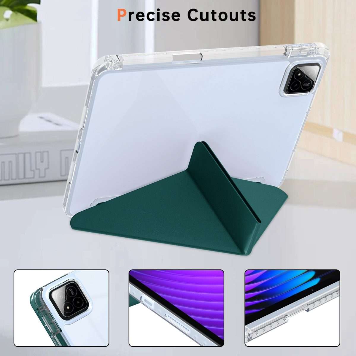 For Xiaomi Pad 7 / 7 Pro Clear Acrylic Deformation Leather Tablet Case(Dark Green)