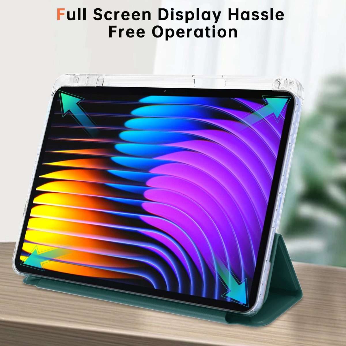 For Xiaomi Pad 7 / 7 Pro Clear Acrylic Deformation Leather Tablet Case(Dark Green)