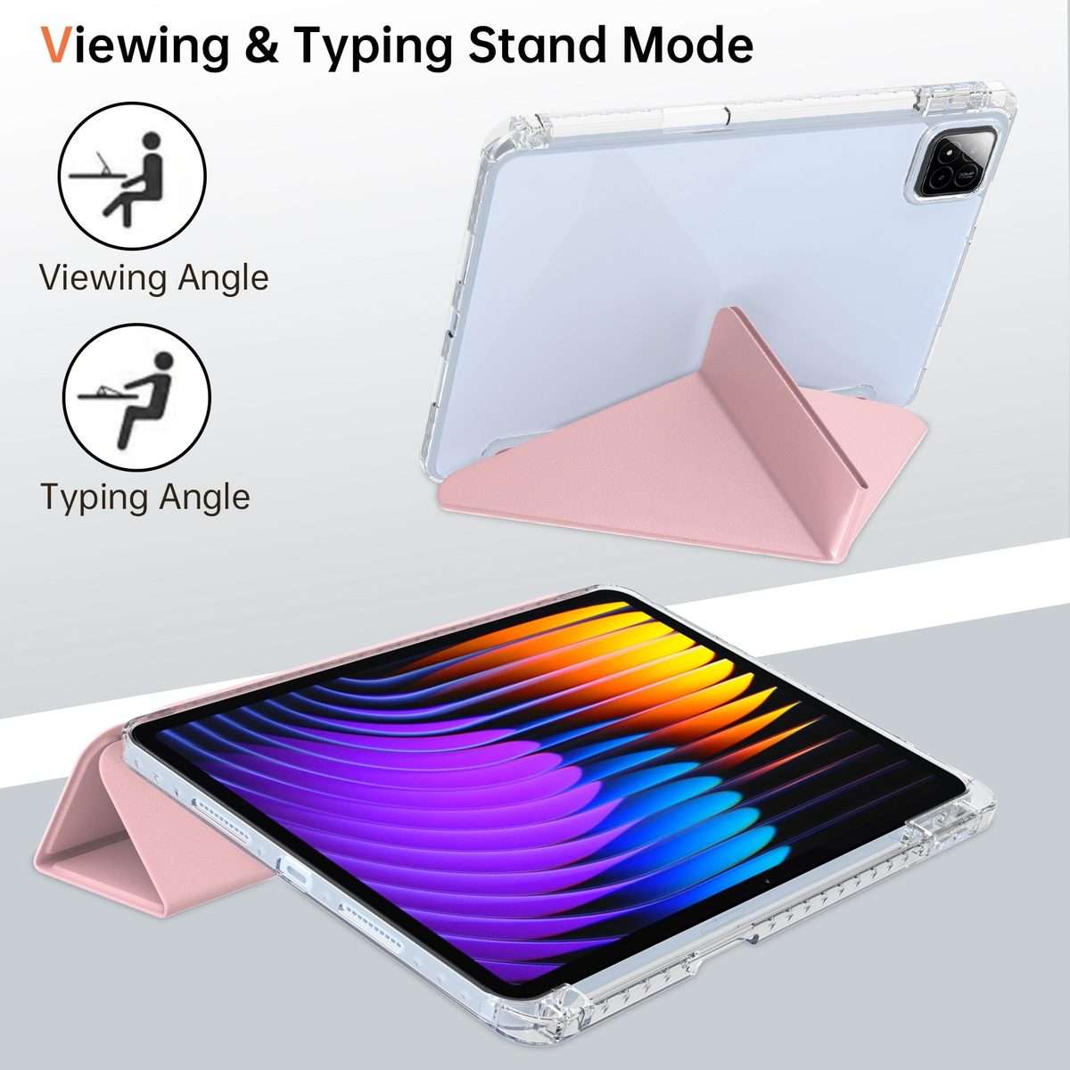 For Xiaomi Pad 7 / 7 Pro Clear Acrylic Deformation Leather Tablet Case(Pink)