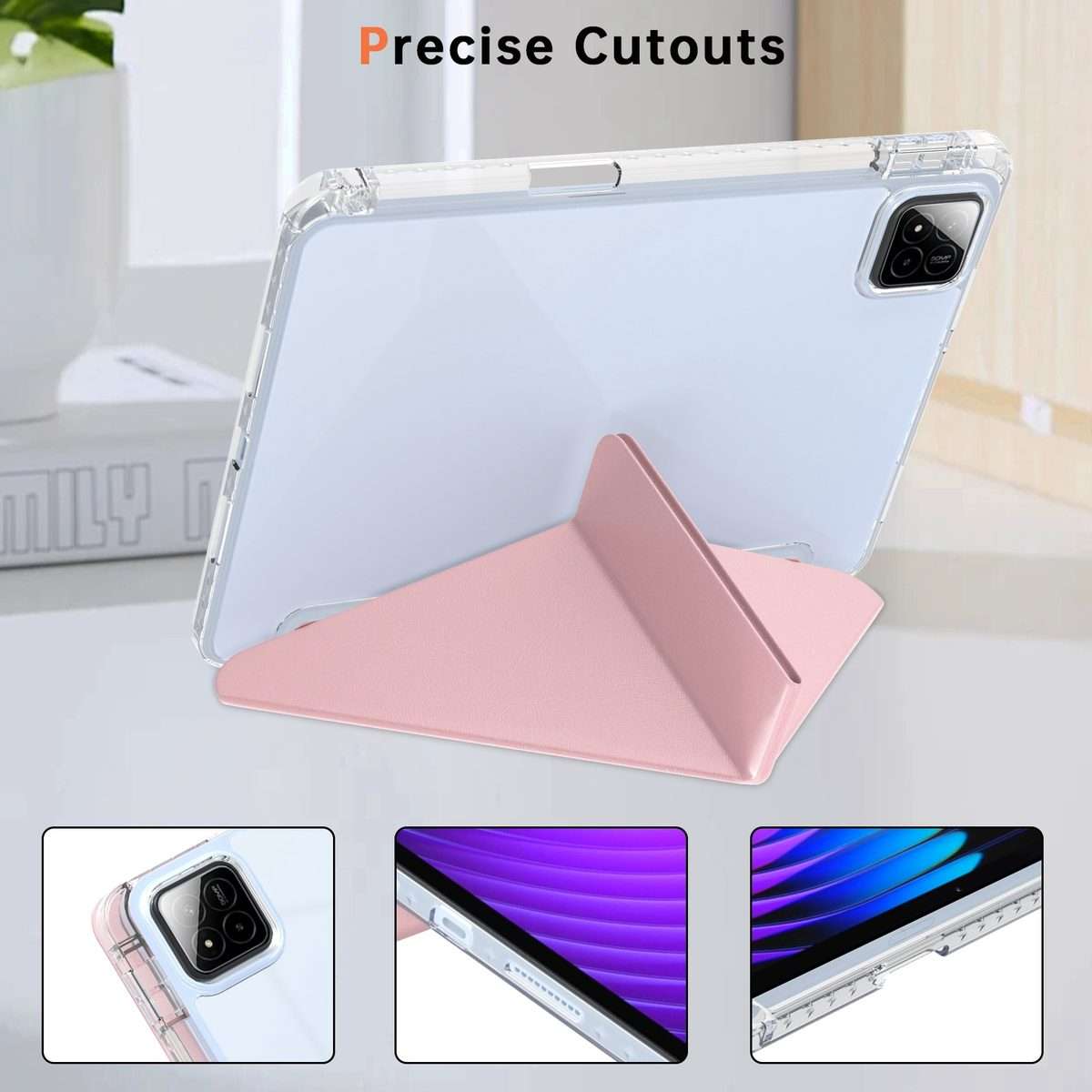 For Xiaomi Pad 7 / 7 Pro Clear Acrylic Deformation Leather Tablet Case(Pink)