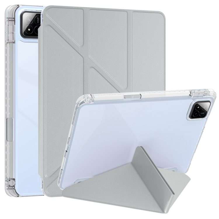 For Xiaomi Pad 7 / 7 Pro Clear Acrylic Deformation Leather Tablet Case(Grey)