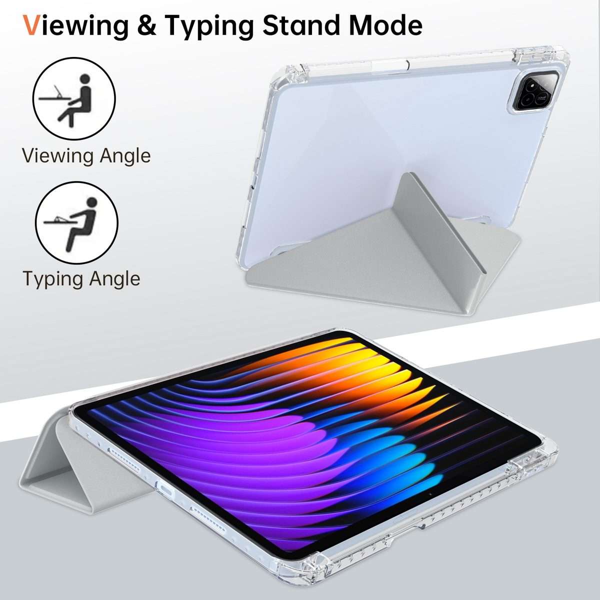 For Xiaomi Pad 7 / 7 Pro Clear Acrylic Deformation Leather Tablet Case(Grey)