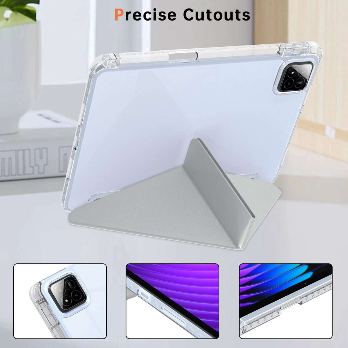 For Xiaomi Pad 7 / 7 Pro Clear Acrylic Deformation Leather Tablet Case(Grey)