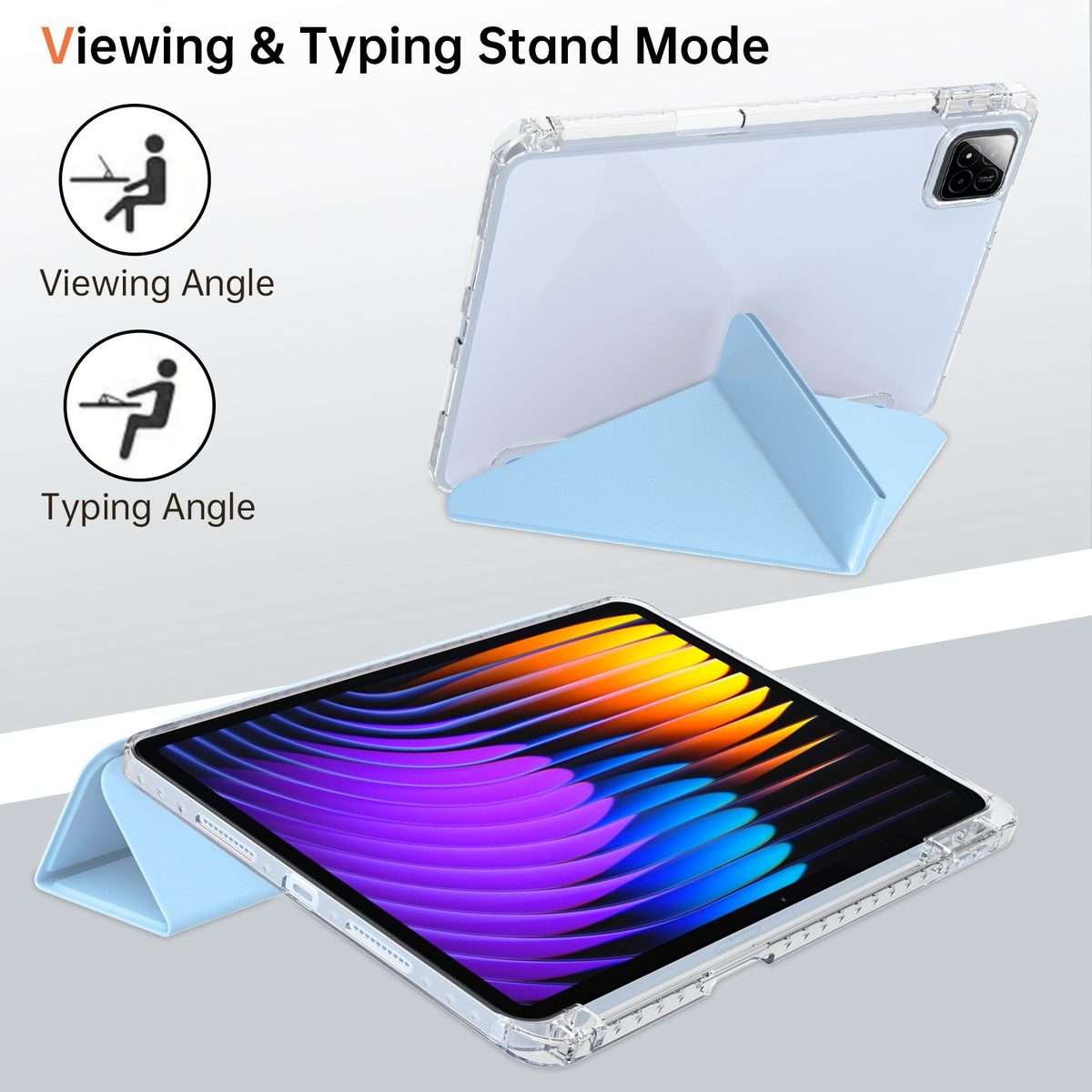 For Xiaomi Pad 7 / 7 Pro Clear Acrylic Deformation Leather Tablet Case(Ice Blue)