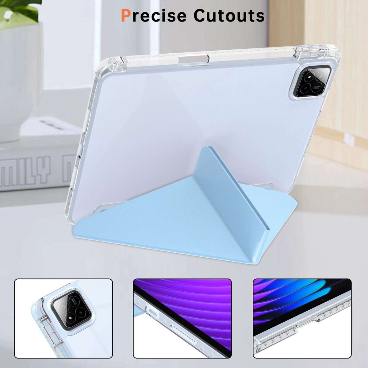 For Xiaomi Pad 7 / 7 Pro Clear Acrylic Deformation Leather Tablet Case(Ice Blue)